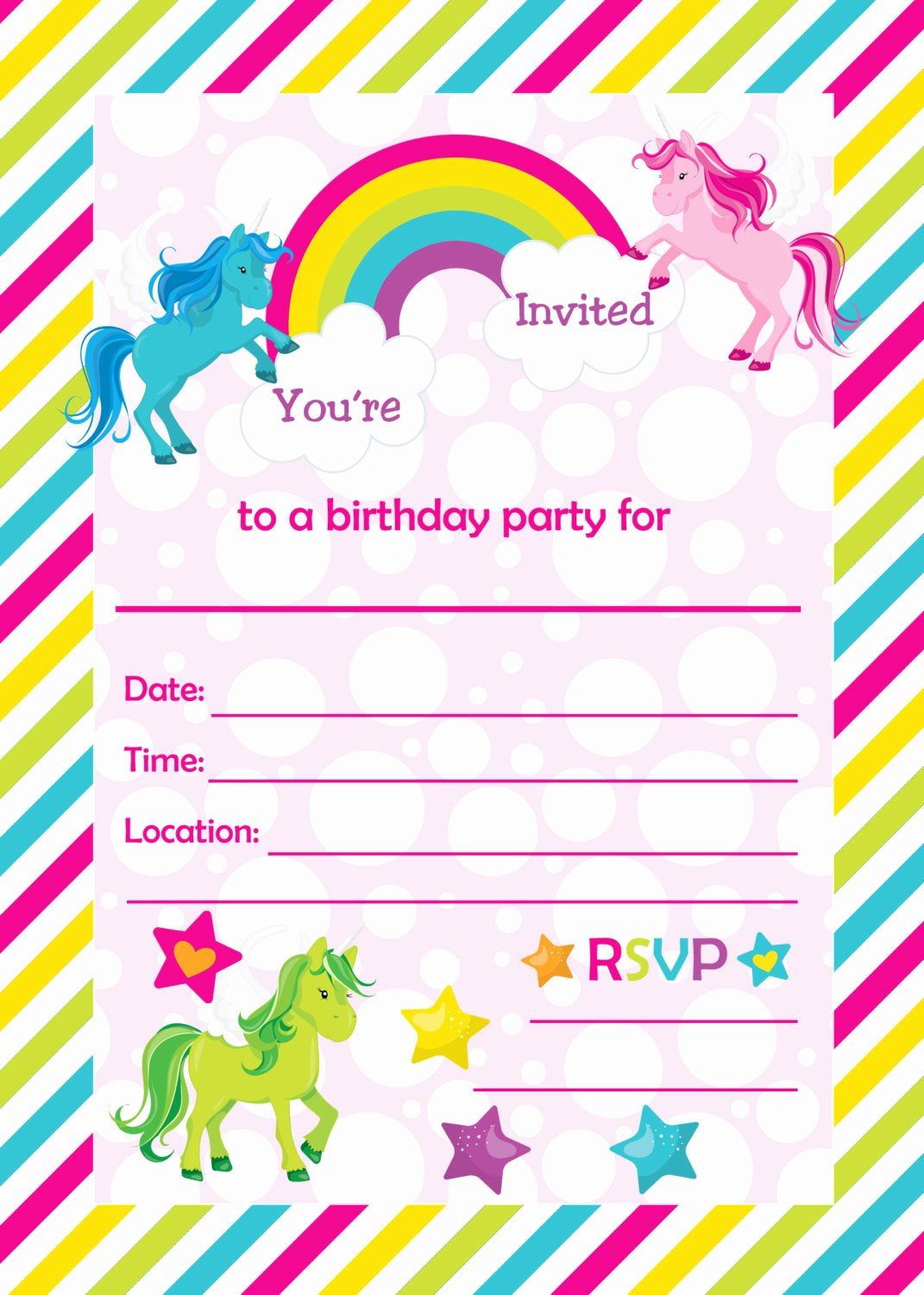 Party Invitation Template Free New Free Rainbow Birthday Invitations – Free Printable