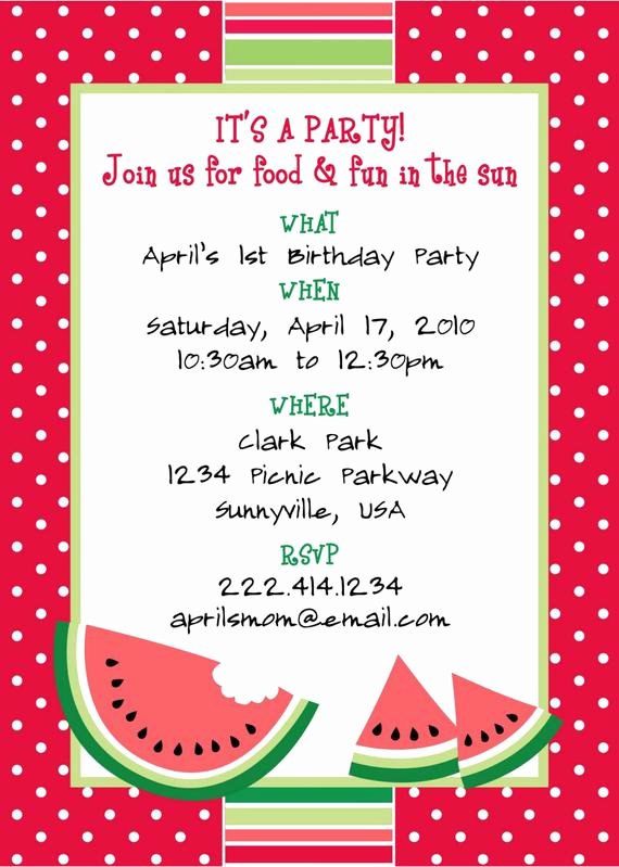 Party Invitation Template Free New Printable Watermelon themed Party Invitation