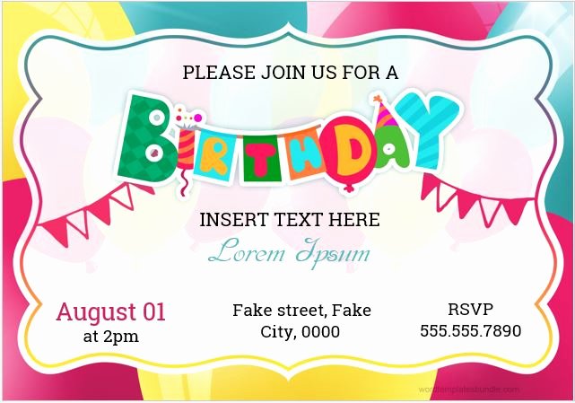 Party Invitation Template Microsoft Word Luxury Birthday Party Invitation Cards for Ms Word