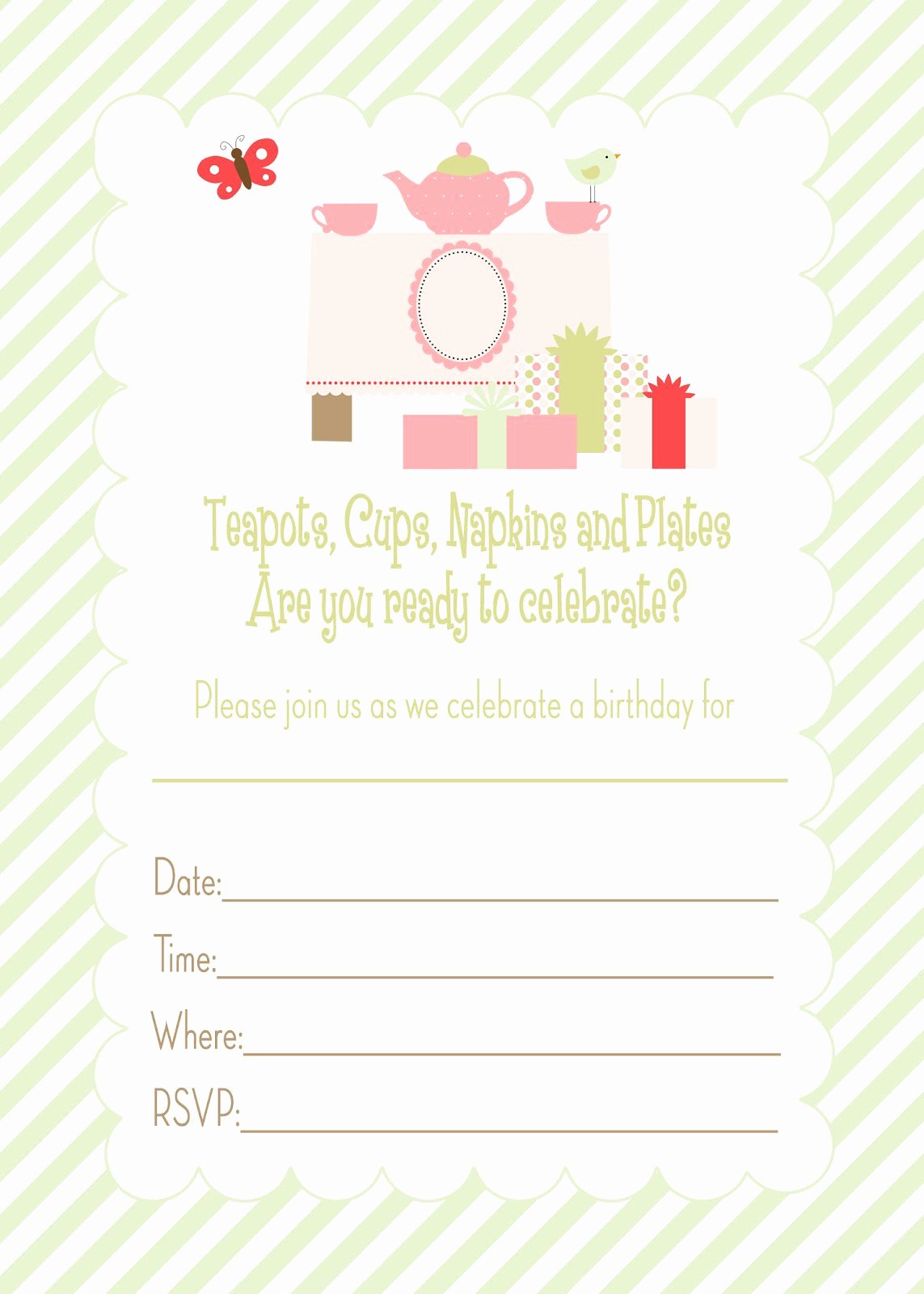 Party Invitation Template Printable Awesome Generic Birthday Invitations
