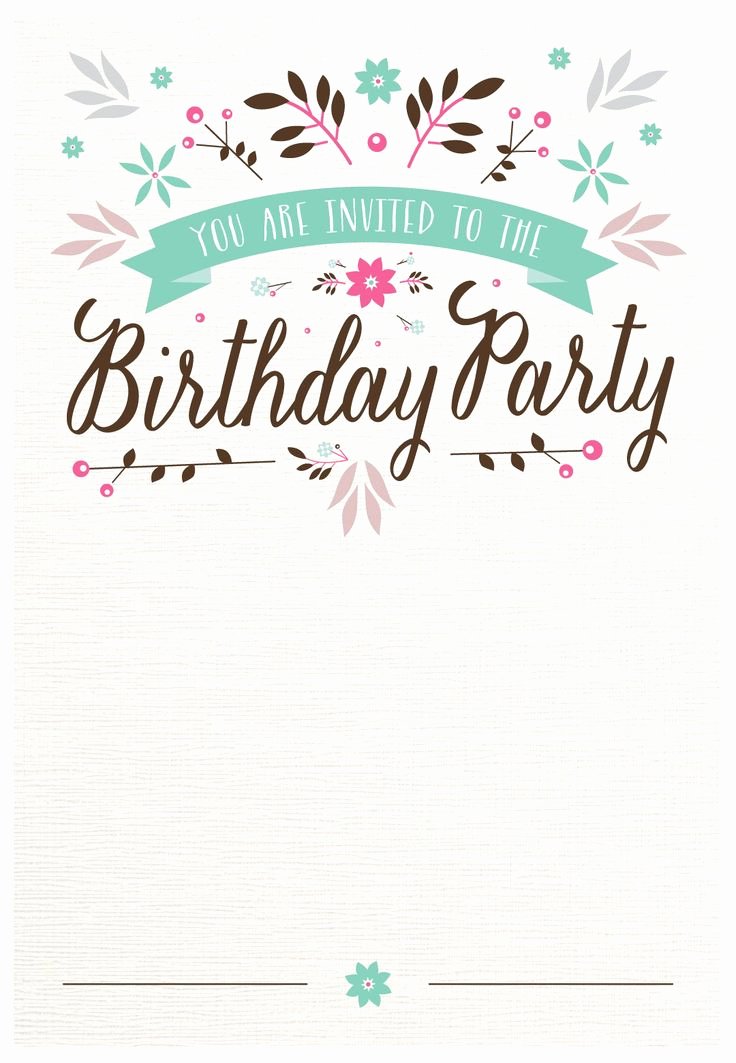 Party Invitation Template Printable Fresh Flat Floral Free Printable Birthday Invitation Template