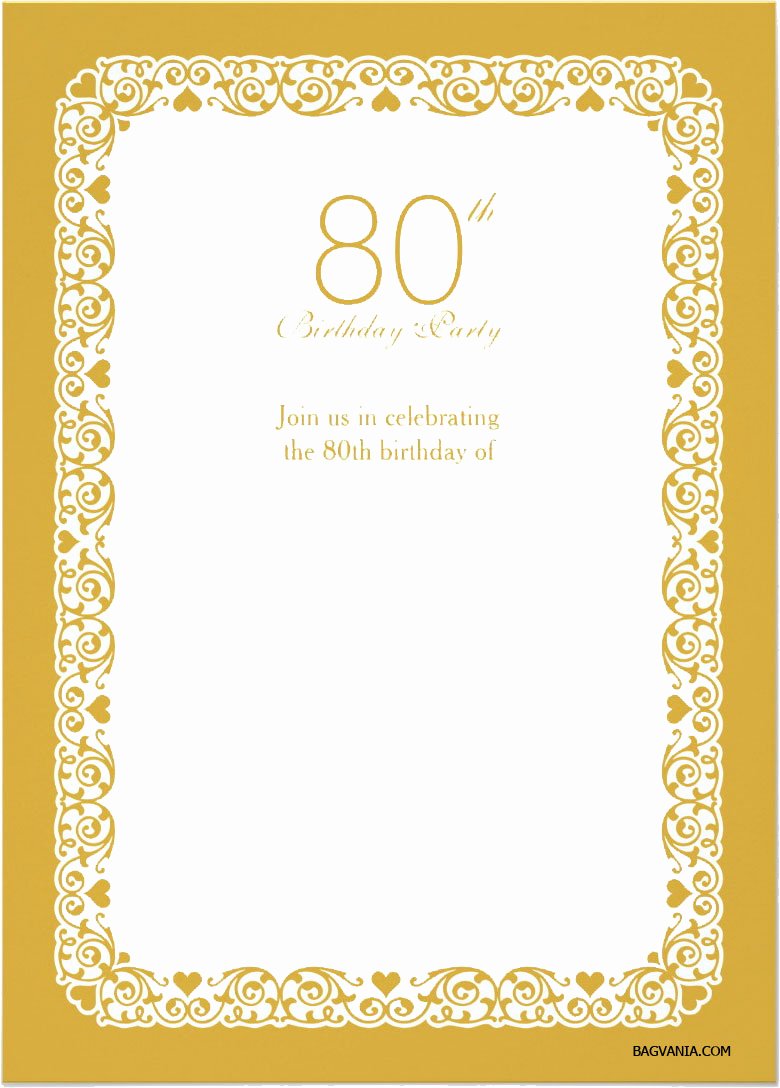 Party Invitation Template Printable Inspirational Free Printable 80 Birthday Invitations Templates