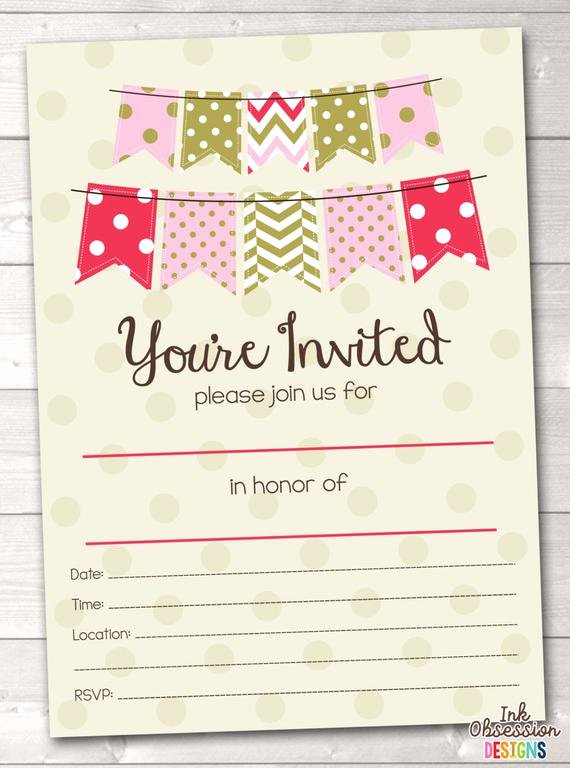 Party Invitation Template Printable Unique Items Similar to Fill In Blank Party Invitations Printable