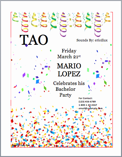 Party Invitations Template Word Awesome Bachelor Party Invitation Flyer Template Word Templates