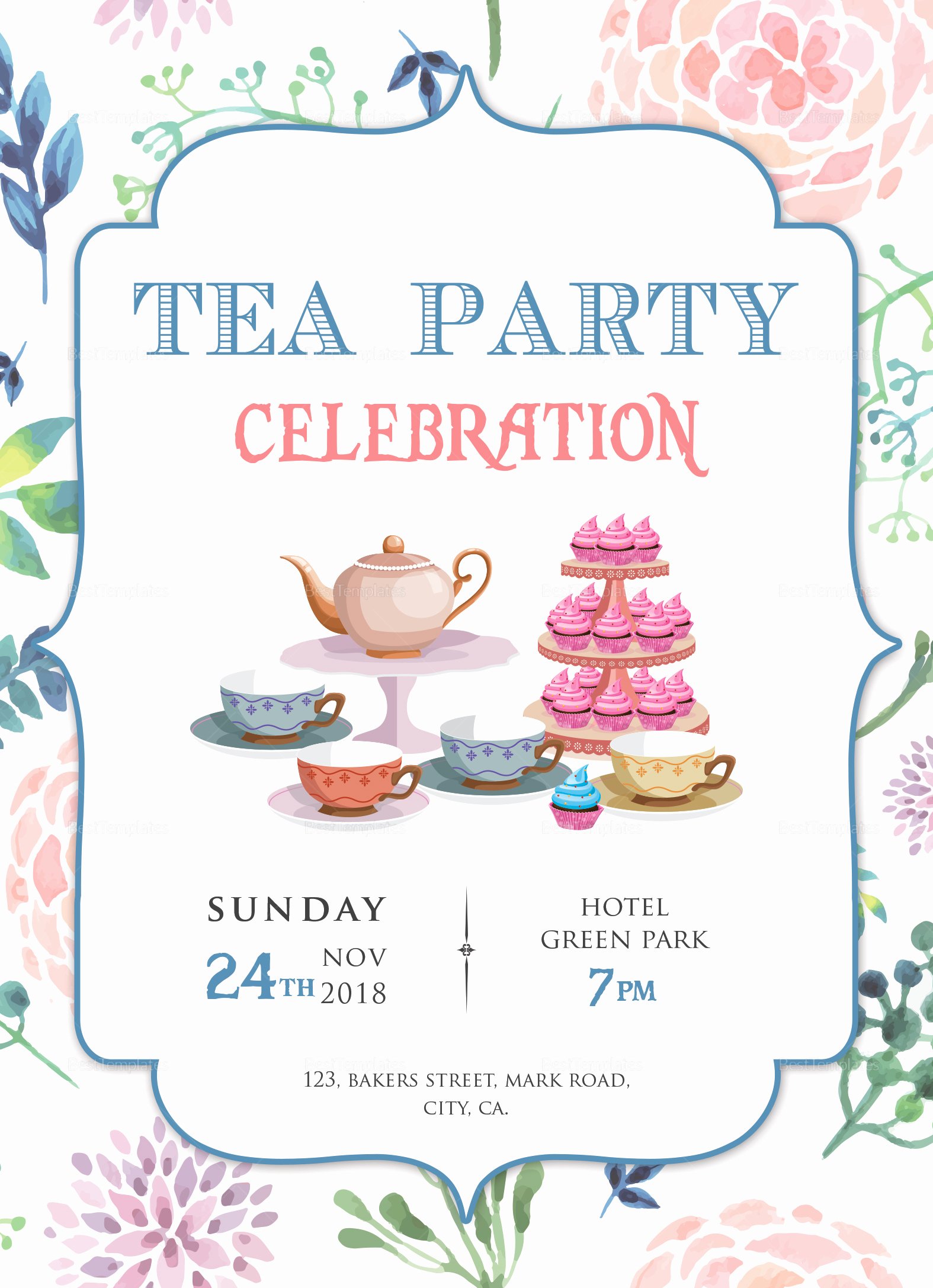 Party Invitations Template Word Elegant Elegant Tea Party Invitation Design Template In Word Psd