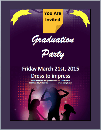 Party Invitations Template Word Inspirational Graduation Party Invitation Flyer Template – Microsoft
