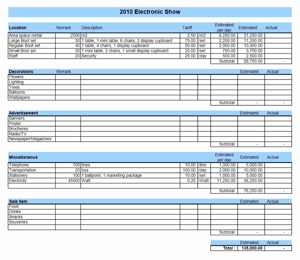 Party Planning Budget Template Beautiful event Bud