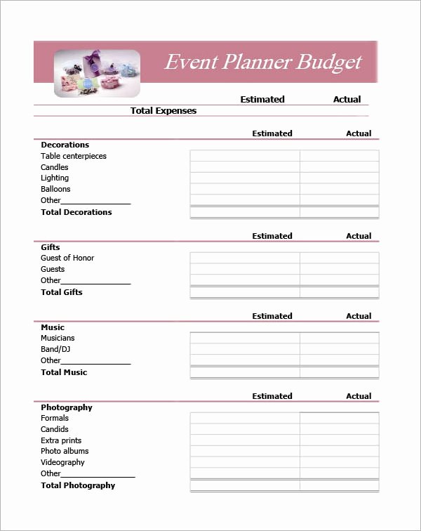 Party Planning Budget Template Elegant Free 10 Sample event Planning Templates In Pdf