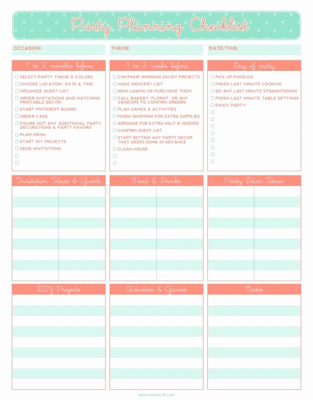 Party Planning Budget Template New Free Printable Party Planning Checklist