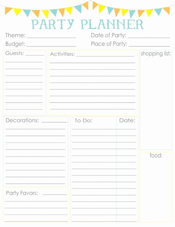 Party Planning List Template Beautiful Birthday Party Planner Printable Planner