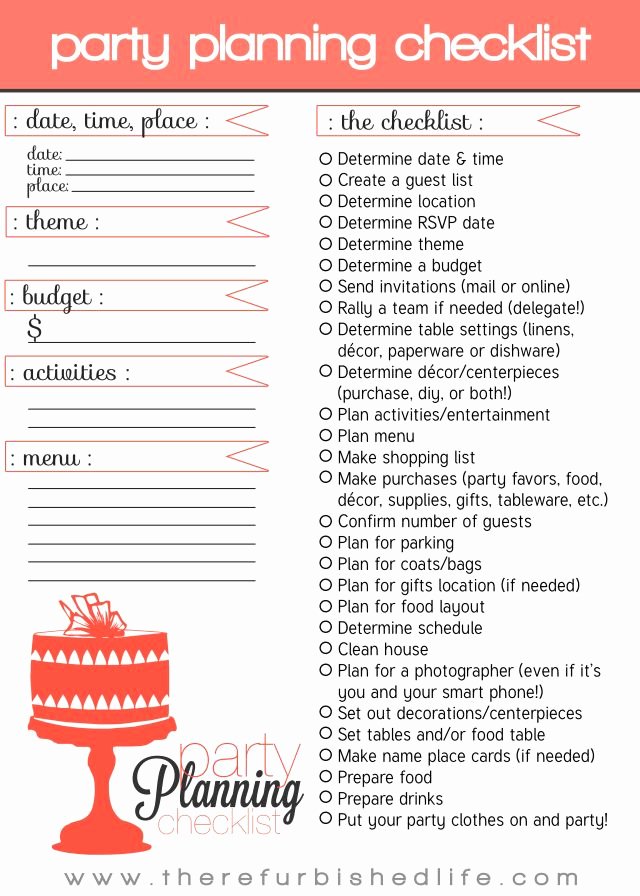 Party Planning List Template Fresh Party Planning Checklist