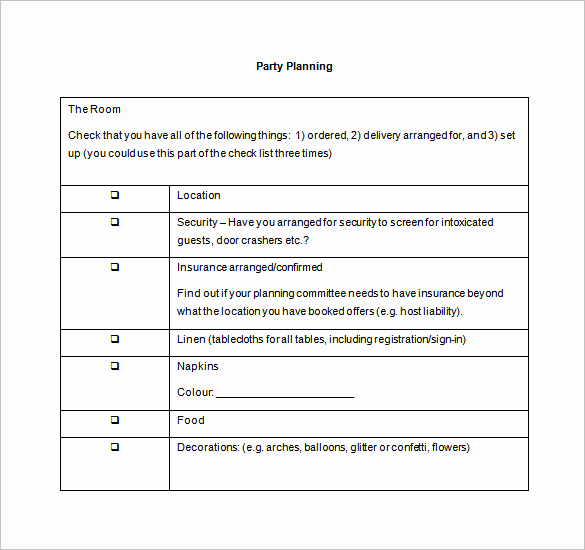 Party Planning List Template Fresh Party Planning Checklist Templates Word Excel Samples