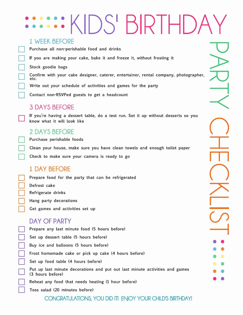Party Planning List Template Luxury Free Printable Kids Party Planning Checklist
