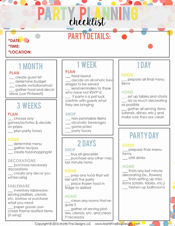 Party Planning List Template New Easy Party Planning Checklist