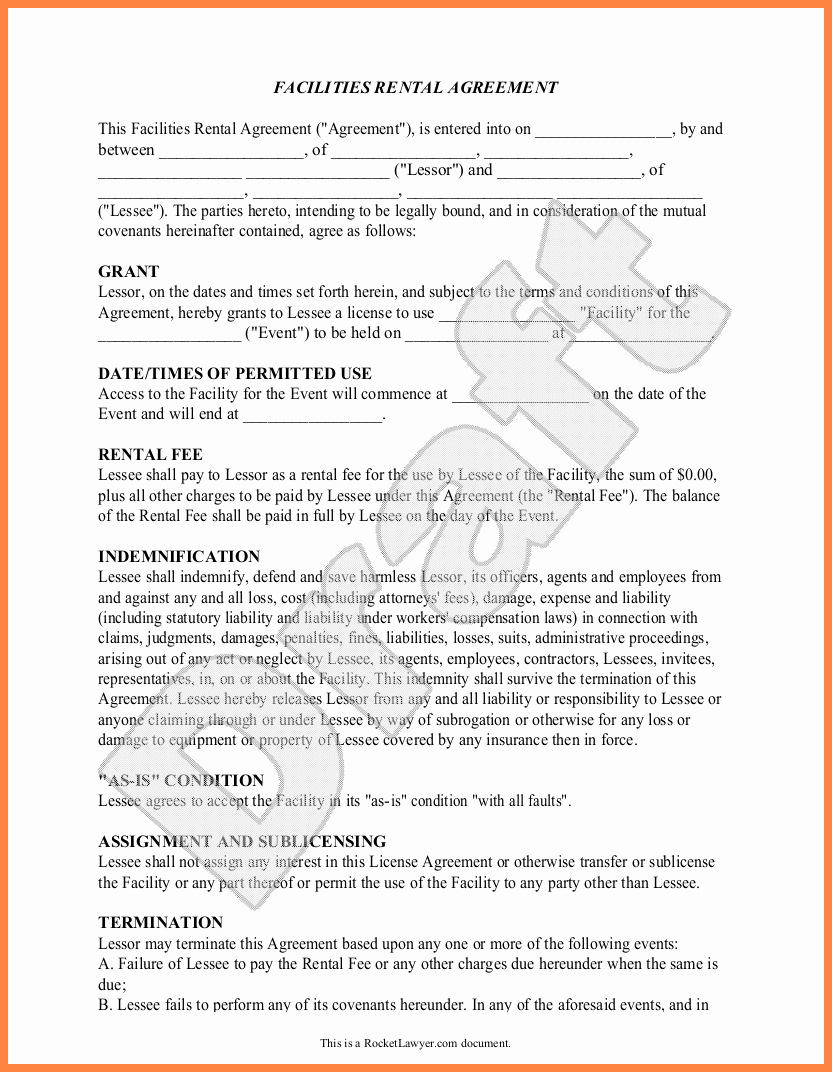 Party Rental Agreement Template Beautiful 9 event Space Rental Agreement and Contract