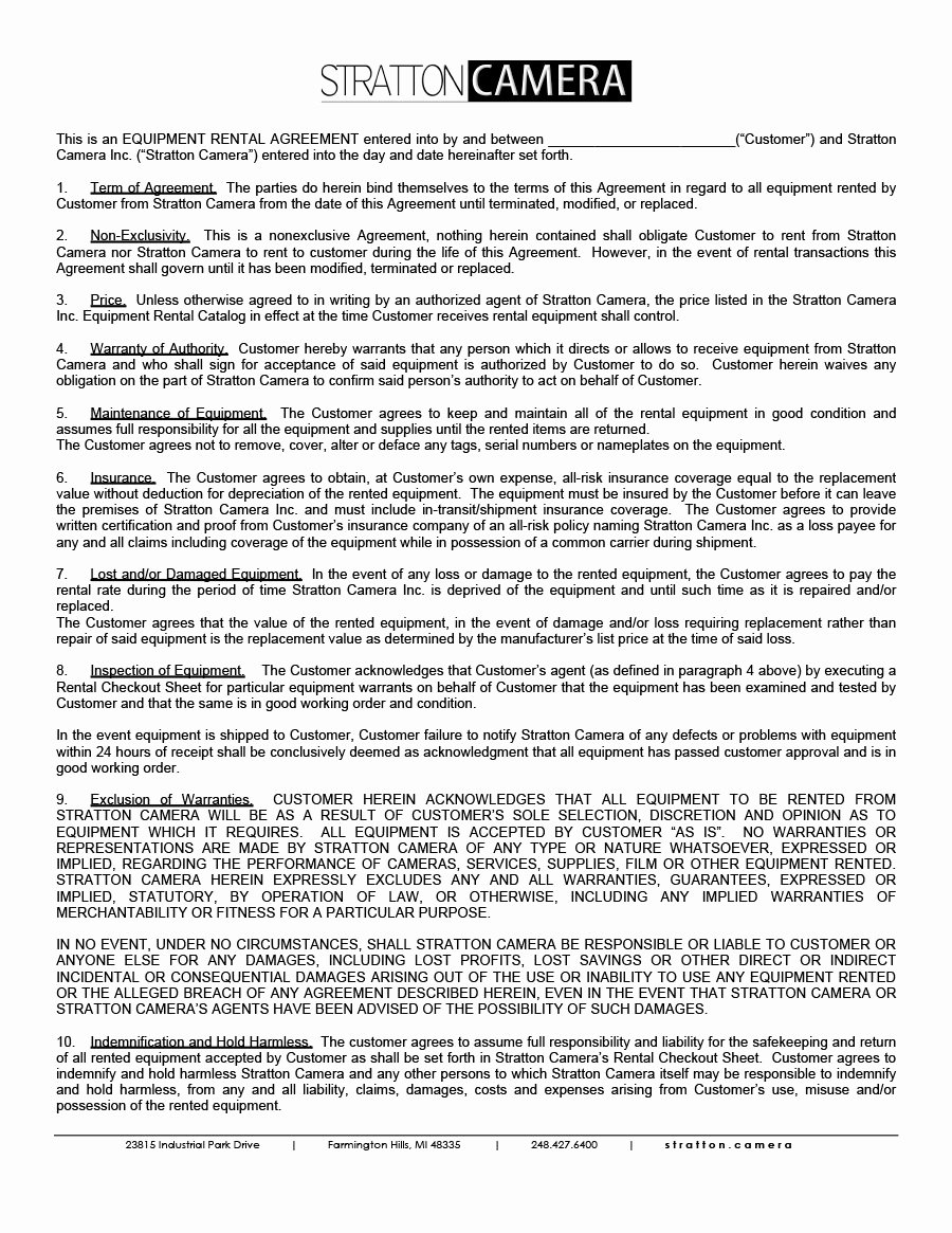 Party Rental Agreement Template Elegant 44 Simple Equipment Lease Agreement Templates Template Lab