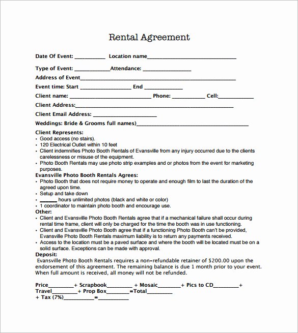 Party Rental Agreement Template Elegant Sample Booth Rental Agreement 14 Documents In Pdf Word