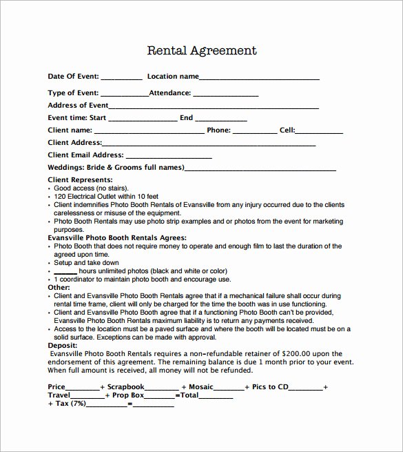 Party Rental Agreement Template Elegant Sample Booth Rental Agreement 14 Documents In Pdf Word