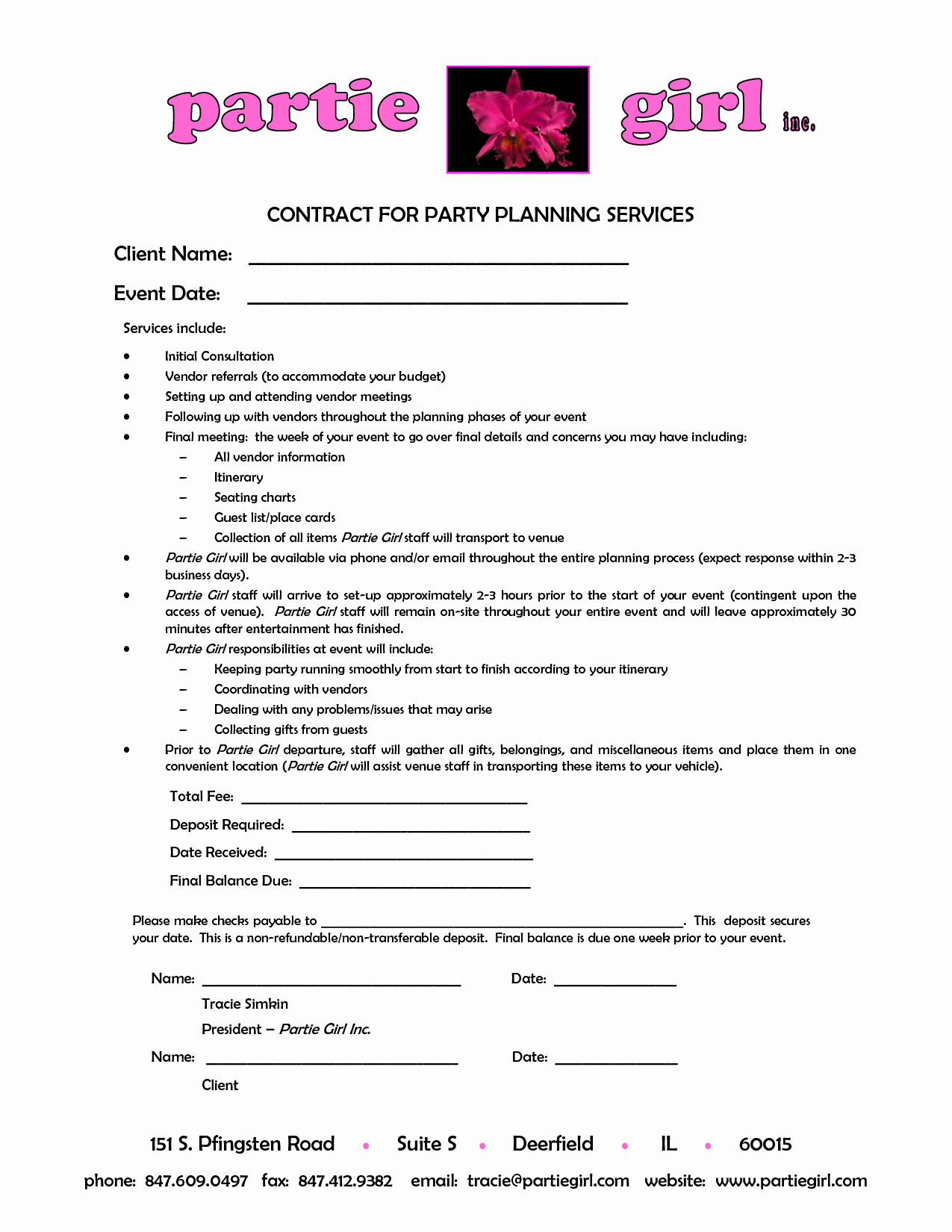 Party Rental Agreement Template Luxury Party Planner Contract Template Google Search