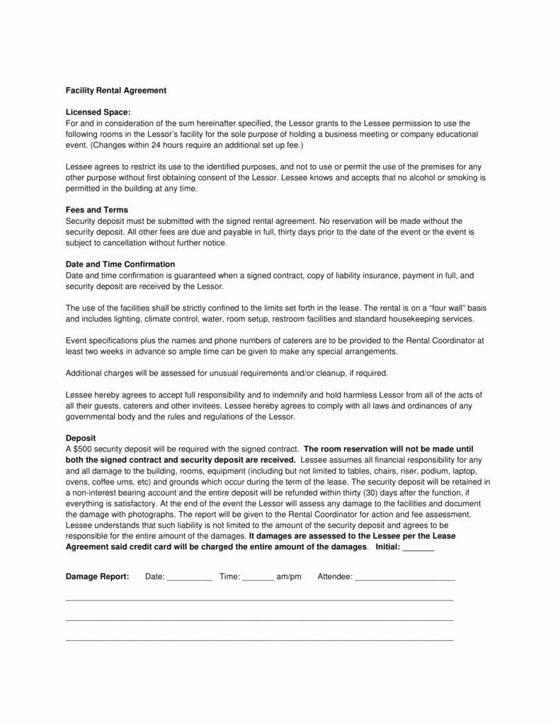 Party Rental Agreement Template Unique 9 Facility Rental Agreement Templates Pdf