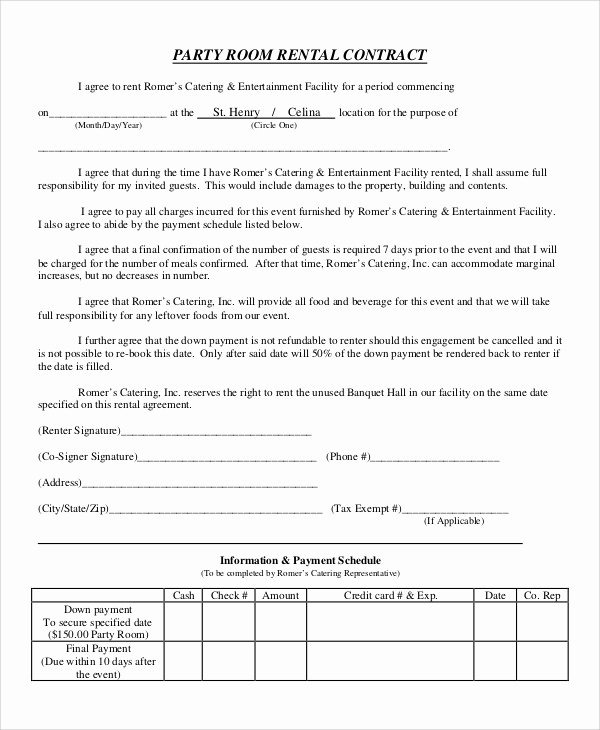 Party Rental Agreement Template Unique Tent Rental Agreement forms