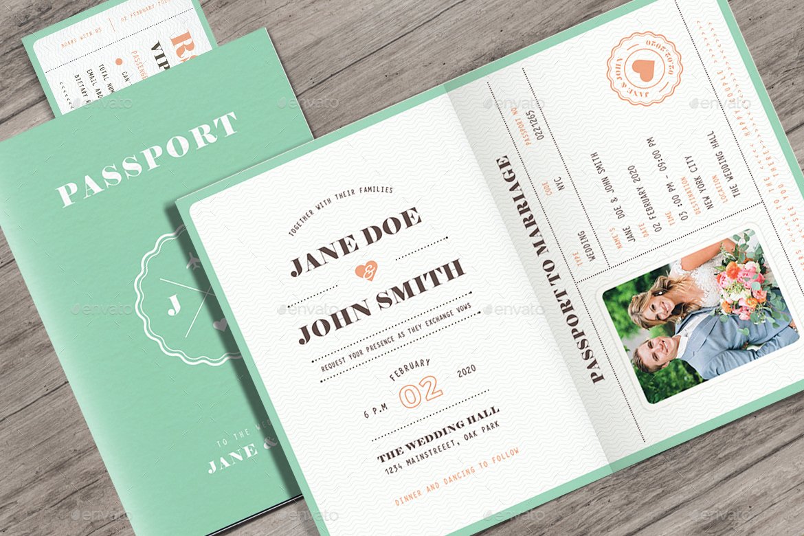 Passport Invitation Template Photoshop New Pastel Passport Wedding Invitation by Vector Vactory