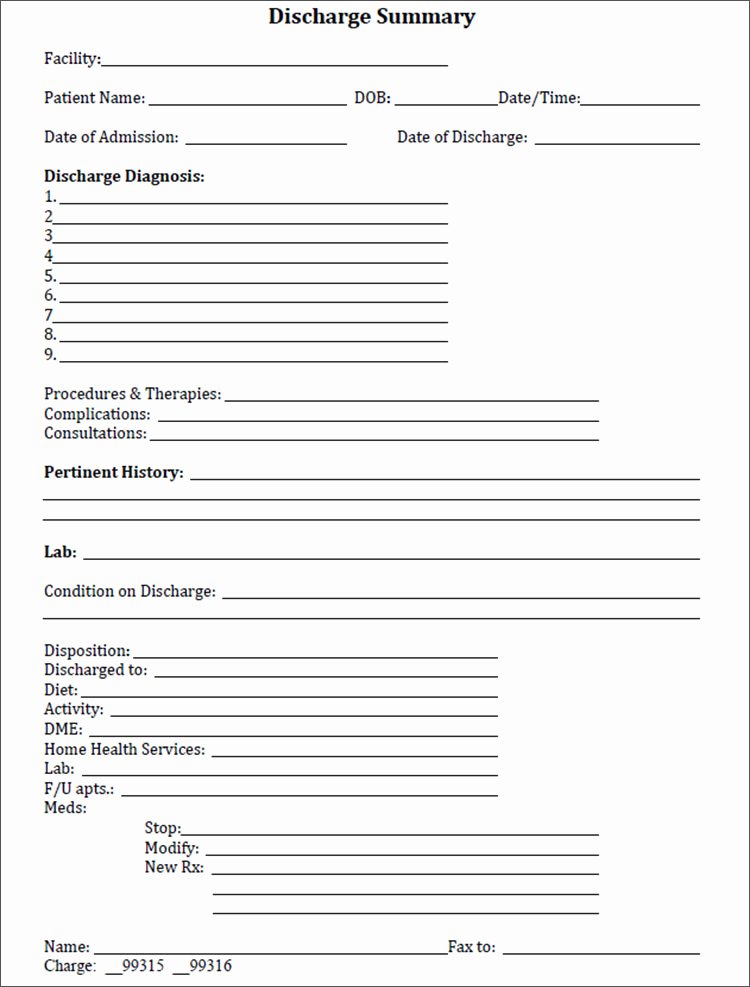 Patient Discharge form Template Beautiful 6 Discharge Summary Template Free Pdf Word Excel formats