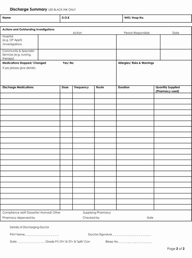 Patient Discharge form Template Elegant Discharge Summary Templates 4 Samples to Create