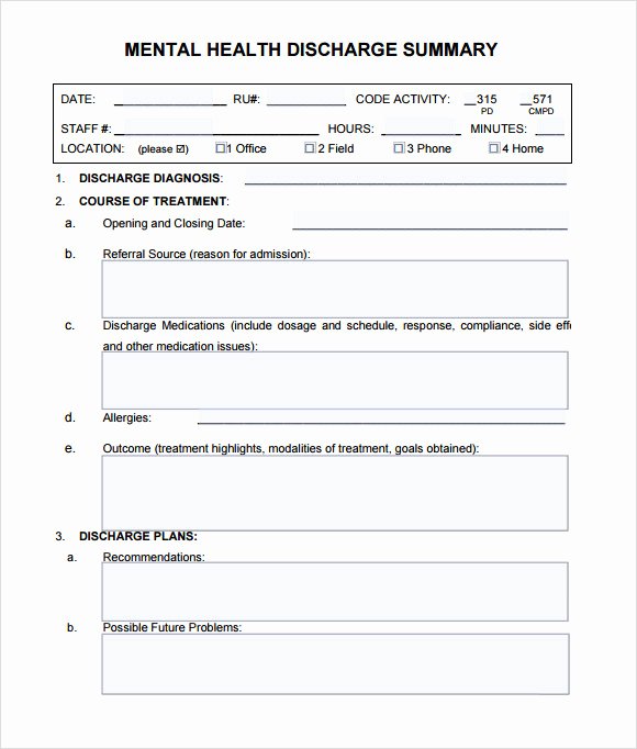 Patient Discharge form Template Unique Free 7 Sample Discharge Summary Templates In Pdf