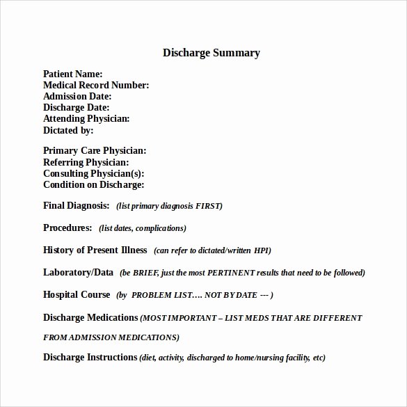 Patient Discharge form Template Unique Sample Discharge Summary 10 Documents In Pdf Word