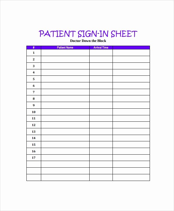 Patient Information Sheet Template Best Of Sample Doctor Sign In Sheet 7 Free Documents Download