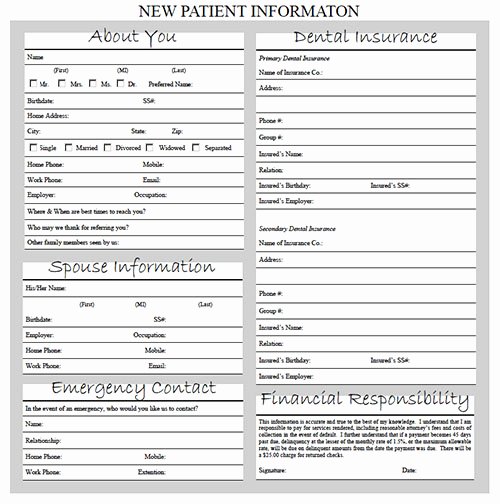 Patient Information Sheet Template Elegant New Patient Information form – the Biting Edge
