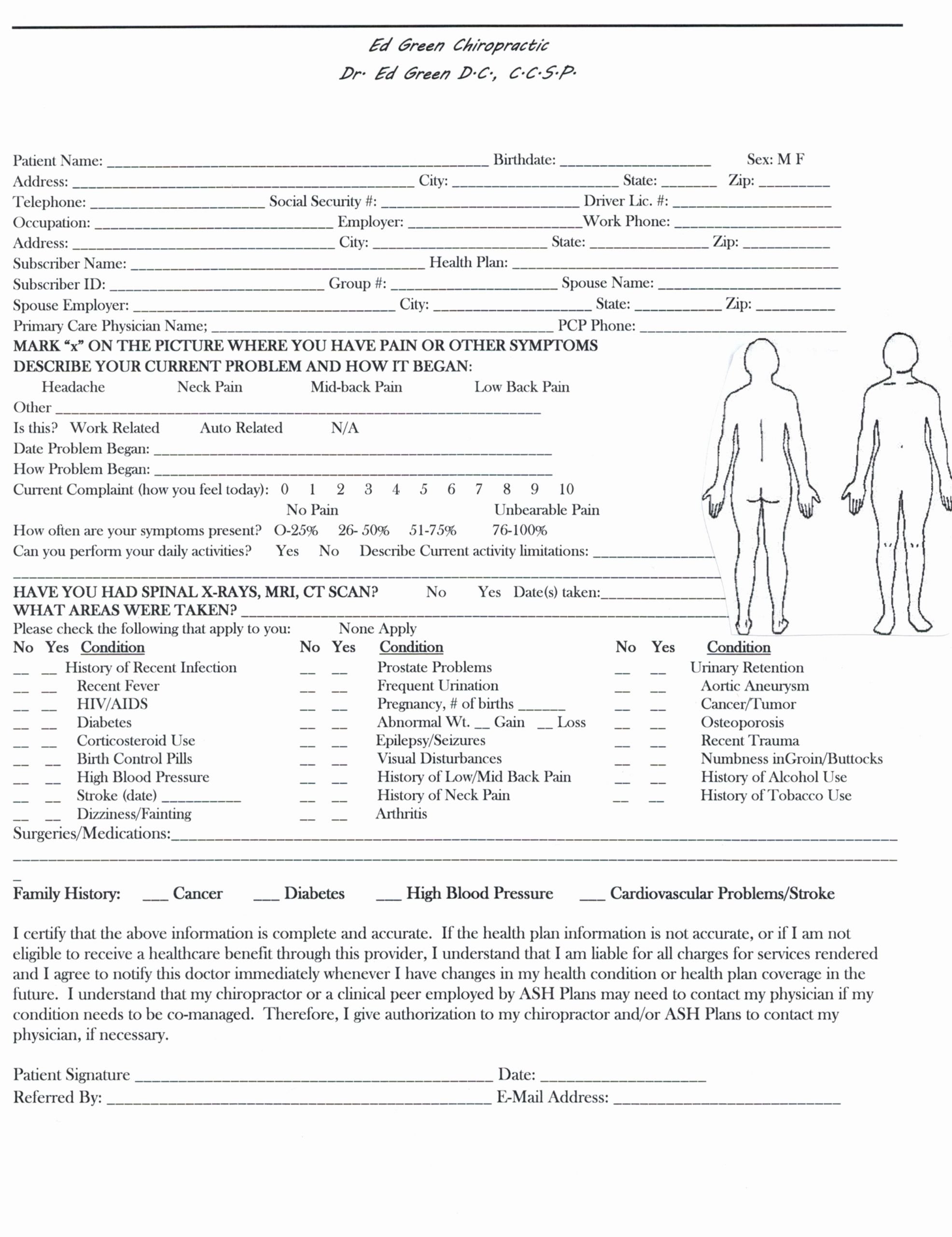 Patient Information Sheet Template Fresh Ed Green Chiropractic What is Chiropractic
