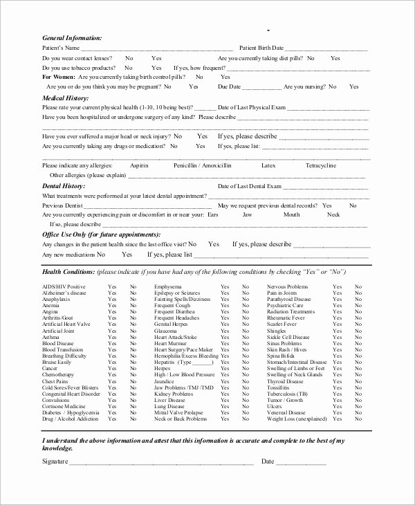 Patient Medical History form Template Elegant Sample Medical History form 10 Examples In Word Pdf