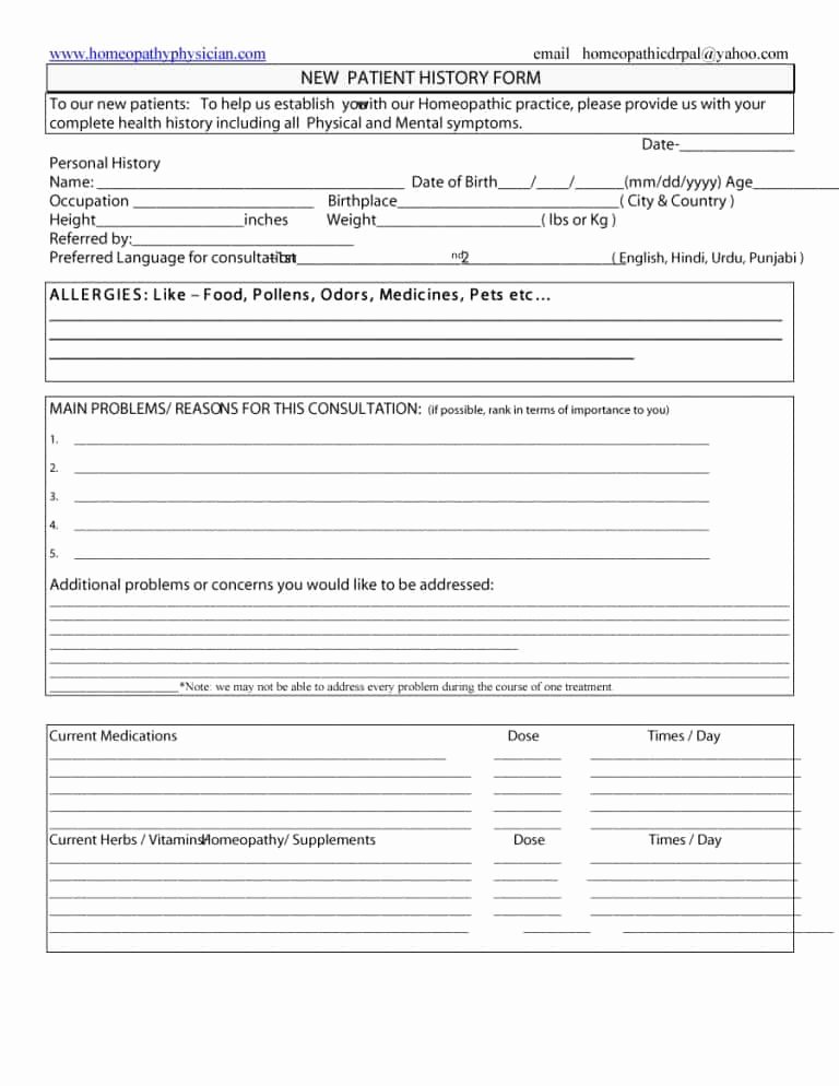 Patient Medical History form Template Fresh 67 Medical History forms [word Pdf] Printable Templates