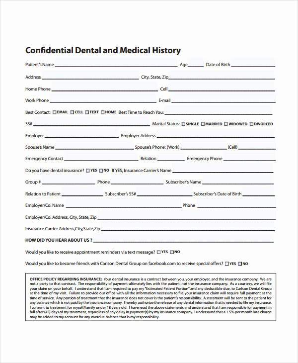 Patient Medical History form Template Luxury Medical History form 9 Free Pdf Documents Download