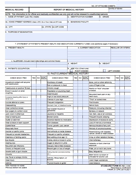 Patient Medical History form Template New Free Medical History form Template