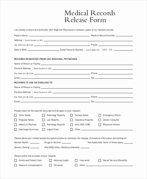 Patient Medical History form Template New Sample Medical Records Release form 9 Examples In Pdf Word