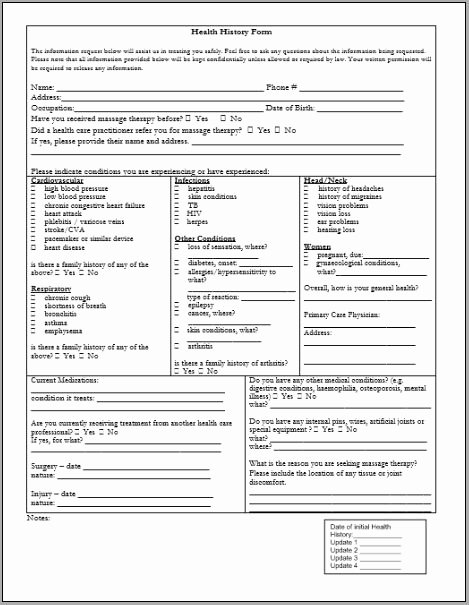 Patient Medical History form Template Unique 10 Patient Health History Questionnaire Templates