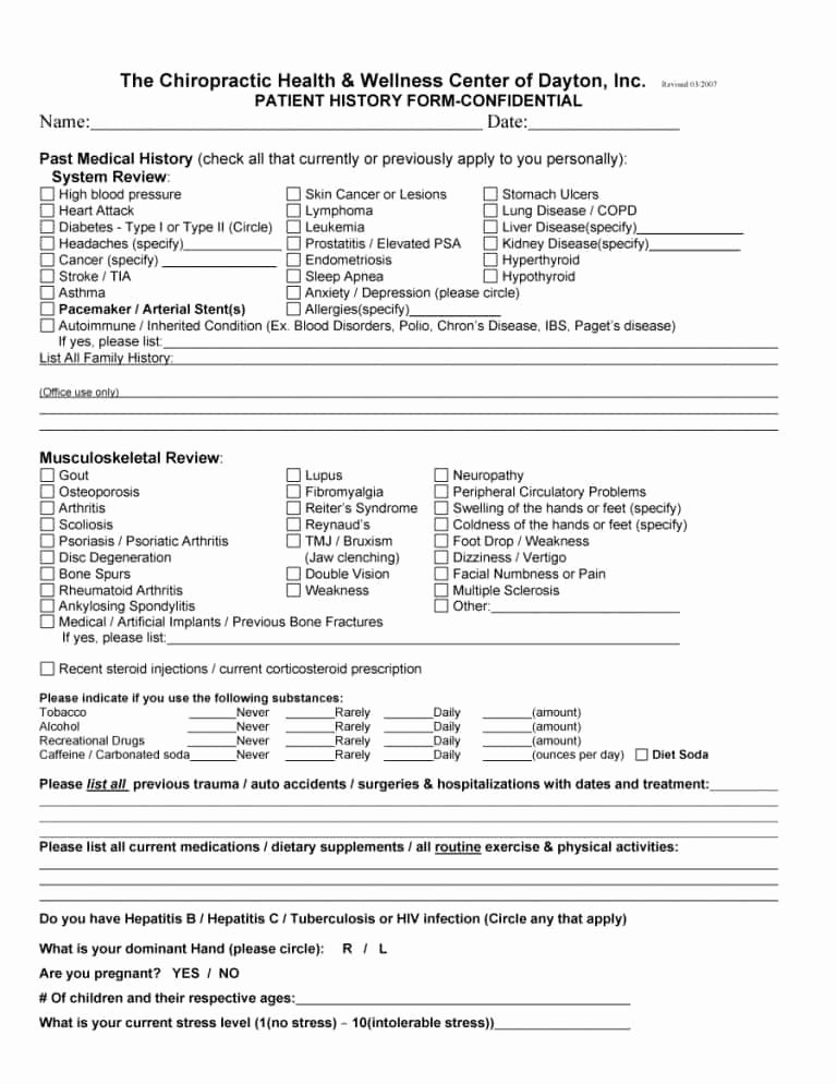 Patient Medical History form Template Unique 67 Medical History forms [word Pdf] Printable Templates