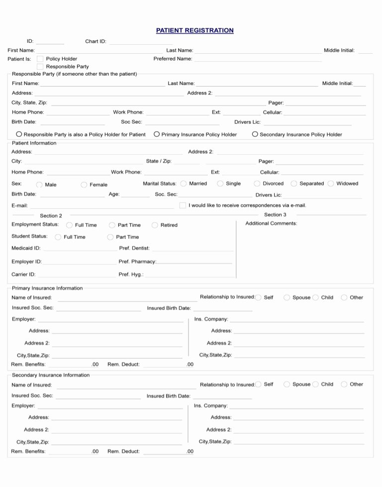 Patient Medical History form Template Unique Patient Registration Medical History form