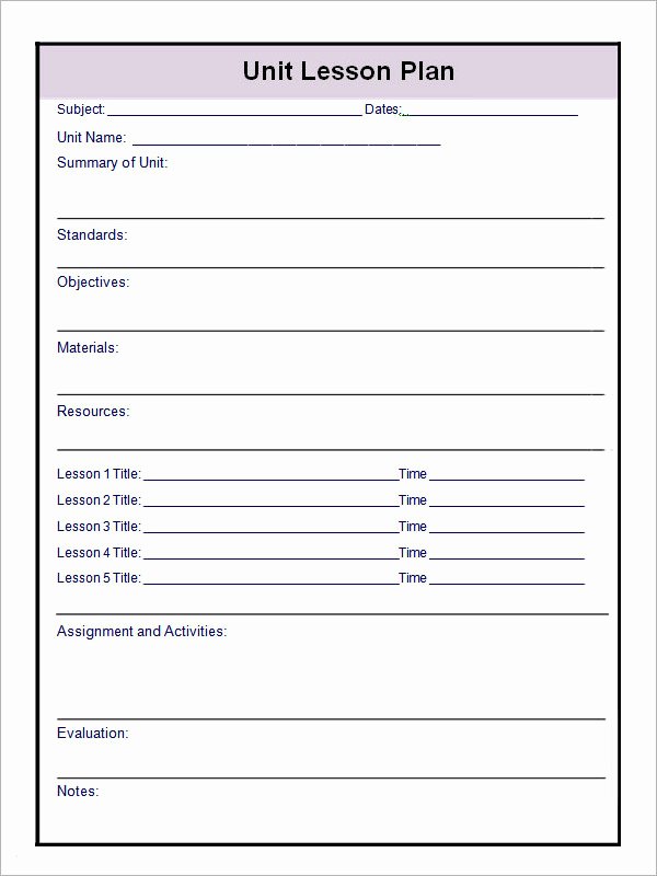 Pe Lesson Plan Template Blank Awesome 12 Sample Unit Plan Templates to Download for Free