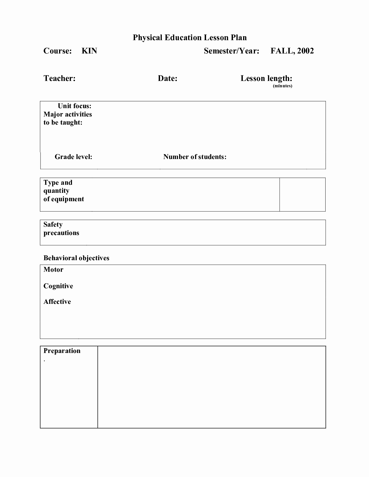 Pe Lesson Plan Template Blank Beautiful 12 Best Of Physical Ed Worksheets Physical