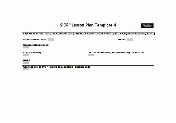 Pe Lesson Plan Template Blank Elegant Siop Lesson Plan Template Free Word Pdf Documents