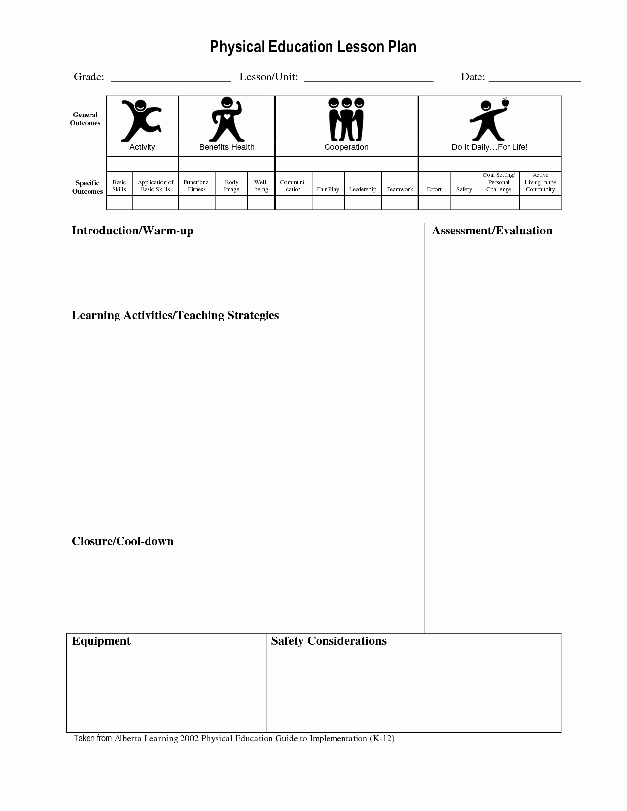 Pe Lesson Plan Template Blank Fresh Best S Of Physical Education Unit Plan Template Pe