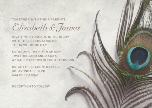 Peacock Invitations Template Free Awesome 23 Peacock Wedding Invitation Templates – Free Sample