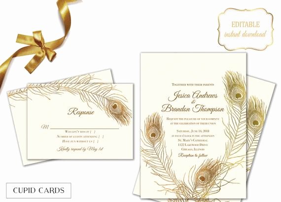 Peacock Invitations Template Free Fresh Peacock Feather Wedding Invitation Templates Editable