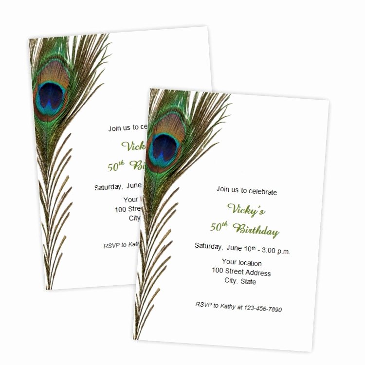 Peacock Invitations Template Free Inspirational Peacock Feather Birthday Invitations Bridal Shower Wedding