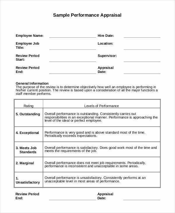 Performance Evaluation form Template Beautiful 9 Performance Appraisal Examples Pdf Word