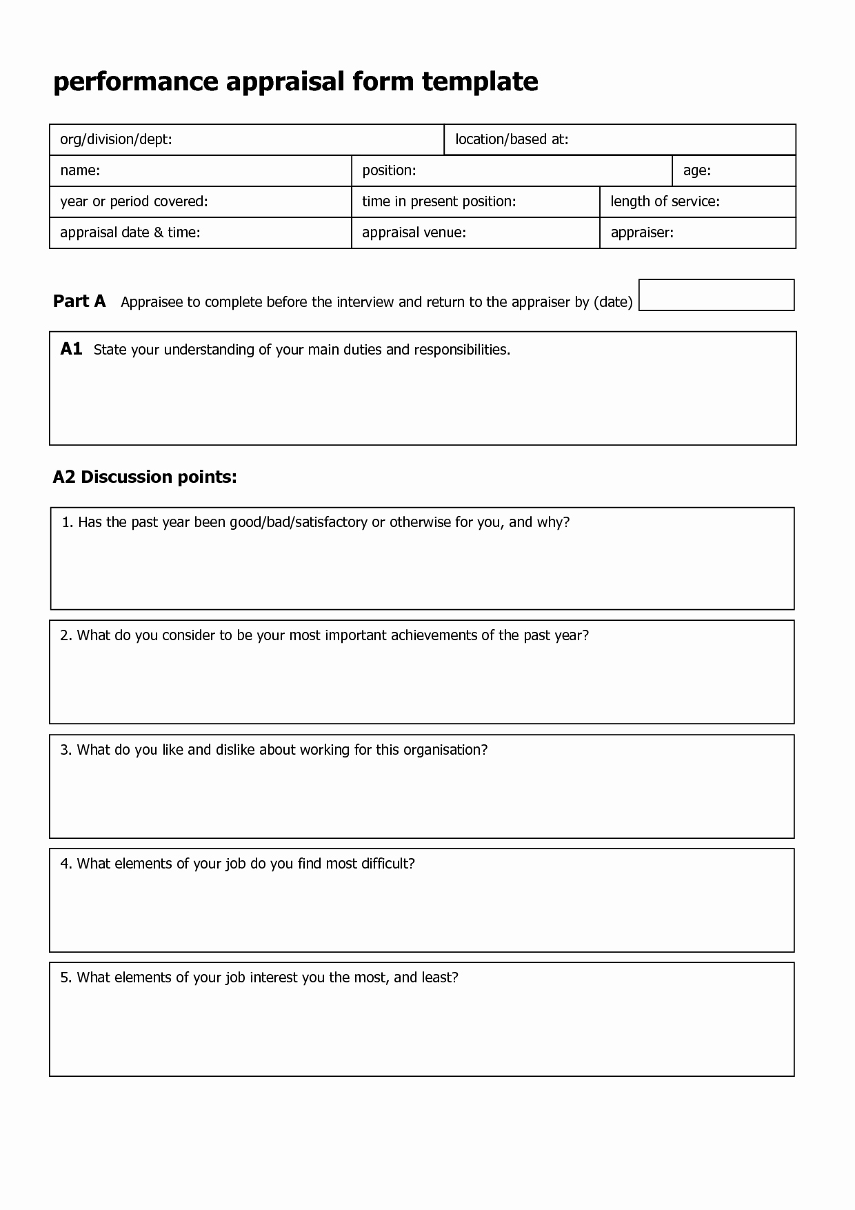 Performance Evaluation form Template Best Of Performance Evaluation forms Templates Invitation